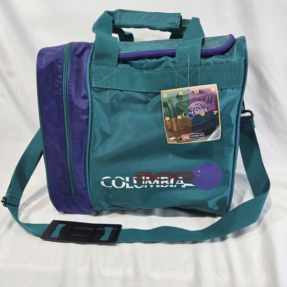 Columbia 300 Bowling Bag Unisex OS Teal Purple NEW Vintage White Dot Single Ball